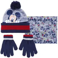 Cerda Group winterset Mickey acryl/polyester blauw/grijs 3 delig