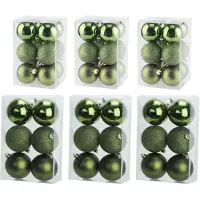 Cosy & Trendy Kerstversiering set kerstballen appelgroen 6 en 8 cm - 54x stuks - Kerstbal