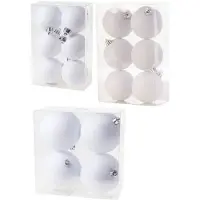 Cosy & Trendy Kerstversiering set glitter kerstballen wit 6 - 8 -10 cm - pakket van 50x stuks - Kerstbal