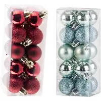 Cosy & Trendy Kleine kunststof kerstversiering 40x stuks set en 3 cm kerstballen in het donkerrood en mintgroen - Kerstbal