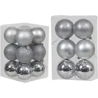 Cosy & Trendy Kerstversiering set kerstballen zilver 6 - 8 cm - pakket van 36x stuks - Kerstbal