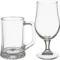 Secret De Gourmet Bierglazen set - bierpullen/bierglazen op voet - 8x stuks - glas - Bierglazen