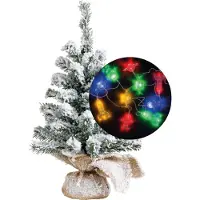 Everlands Kerstboom sneeuw 45 cm - incl. ruimte/space verlichting snoer 165 cm - Kunstkerstboom