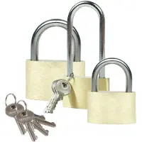 BRÜDER MANNESMANN Hangslot met 3 sleutels - set van 3 - 35/40/50 mm - messing - kofferslot - Hangsloten