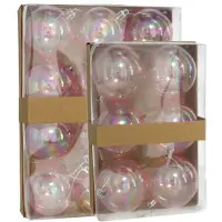 Gerimport Kerstballen - 18x st - transparant parelmoer - D6 en D8 cm - kunststof - Kerstbal