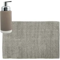 MSV badkamer droogloop mat/tapijt - 40 x 60 cm - met zelfde kleur zeeppompje 275 ml - beige - Badmatjes