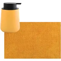 MSV badkamer droogloop mat/tapijt - 40 x 60 cm - met zelfde kleur zeeppompje 300 ml - saffraan geel - Badmatjes