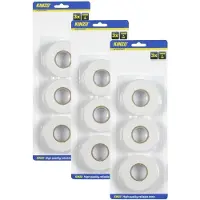 Kinzo Dubbelzijdig tape/plakband - wit - set met 9x rollen van 2 meter - 18 mm breed - Tape (klussen)