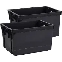 Eda Opbergbox/opbergkrat 20 L - 2x - zwart - kunststof - 39 x 29 x 23 - stapelbaar/nestbaar - Opbergbox