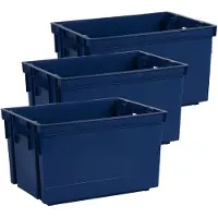 Eda Opbergbox/opbergkrat 20 L - 3x - blauw - kunststof - 39 x 29 x 23 - stapelbaar/nestbaar - Opbergbox