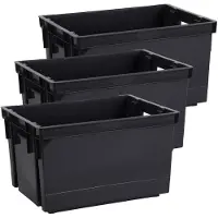 Eda Opbergbox/opbergkrat 20 L - 6x - zwart - kunststof - 39 x 29 x 23 - stapelbaar/nestbaar - Opbergbox