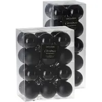 Merkloos Kerstballen 44x stuks zwart 3 en 4 cm kunststof - Kerstbal