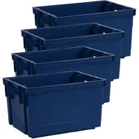 Eda Opbergbox/opbergkrat 20 L - 4x - blauw - kunststof - 39 x 29 x 23 - stapelbaar/nestbaar - Opbergbox