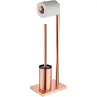 Guido Gusto Toiletbutler met wc rolhouder en wc borstel met houder compleet rosé goud staand