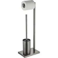 Guido Gusto Toiletbutler met wc rolhouder en wc borstel met houder compleet gun metal staand