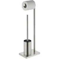 Guido Gusto Toiletbutler met wc rolhouder en wc borstel met houder compleet rvs geborsteld staand