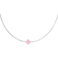 Yehwang necklace - ketting - kleur zilver - roze klaver - geluk - stainless steel nikkel free- moederdag - valentijn - cadeau - kadotip - laatste - pink