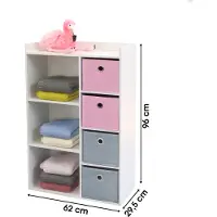 Judy Wild Kid's Spirit JUDY WILD "HAPPY" Kast met 3 vakken en 4 lades – Roze en grijs – 62x29xH96 cm