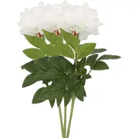 DK Design Kunstbloem pioenroos - 3x - wit - zijde - 71 cm - kunststof steel - decoratie bloemen