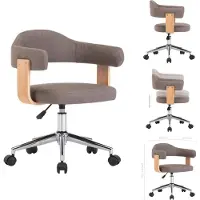 vidaXL Draaibare bureaustoel, taupe kleur, met houten details en stoffen bekleding - Bureaustoelen