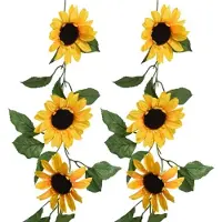 Everlands Bloemen slinger - 2x - zonnebloem - kunstplant - geel - 150 cm - Helianthus