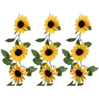 Everlands Bloemen slinger - 3x - zonnebloem - kunstplant - geel - 150 cm - Helianthus