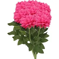 DK Design Kunstbloemen boeket pioenroos - 8x - roze - zijde - 71 cm - kunststof steel - decoratie