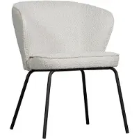 Woood Admit Eetkamerstoel - Bouclé - Naturel/Wit - 77x60x59 cm