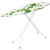 Gimi Jean, strijkplank, volwassen maat, katoen, geschikt voor zowel droog als stoomstrijken, groen, wit, met patroon, bloemenprint
