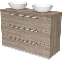 Maxaro Modulo Plato Badkamermeubel voor waskom | 120 cm Eiken Vlak front Middenbruin eiken blad 3 lades
