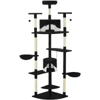 The Living Store De Living Store kattenboom met sisal krabpalen, 203 cm, zwart en wit