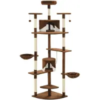 vidaXL Kattenkrabpaal met sisal krabpalen 203 cm bruin en wit