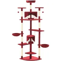 vidaXL Kattenkrabpaal met sisal krabpalen 203 cm rood en wit