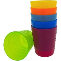 Benza 6 x Kunststof stapelbaar en onbreekbaar drinkbekers - BPA-vrij - 6 kleuren - 240 ml