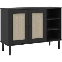 vidaXL Dressoir SENJA 112x40x80 cm rattan massief grenenhout zwart