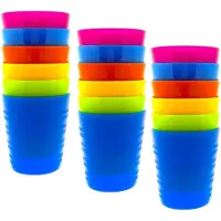 Benza 18 x Kunststof onbreekbare drinkbekers - BPA-vrij - 6 kleuren - 240 ml
