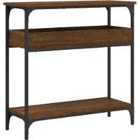 vidaXL Wandtafel met schap 75x29x75 cm bewerkt hout bruin eikenkleur
