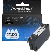 PrintAbout Inktcartridge 407 (C13T07U1400) Zwart geschikt voor Epson
