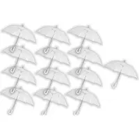Merkloos 13 stuks Paraplu transparant plastic paraplu's 100 cm - doorzichtige paraplu - trouwparaplu - bruidsparaplu - stijlvol -