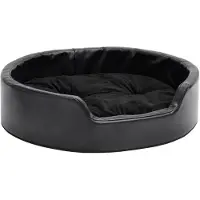 The Living Store Hondenbank - Luxe - Hondenbed - 69 x 59 x 19 cm - Zwart - Kunstleer en pluche
