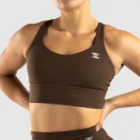 ZEUZ Sport BH Dames - Sportbh, Shock Absorber Sportbeha - Sport BRA voor Fitness & CrossFit - Beha Top - 62% Recycled Nylon & 38% Elastaan - Bruin - Maat XS