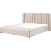 Beliani NOYERS - Bed met opbergruimte - Roze - 180 x 200 cm - Fluweel