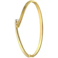 Lucardi Dames Armband mat/glans zirkonia - Echt Zilver - Armband - Cadeau - Stijlvol - Goudkleurig