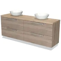 Maxaro Modulo Plato Badkamermeubel voor waskom | 180 cm Eiken Vlak front Lichtbruin eiken blad 4 lades