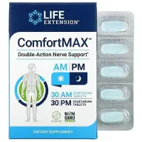 Life Extension , ComfortMAX, Dubbele Actie Zenuw Ondersteuning, Voor AM & PM, 60 Vegetarische Tablets