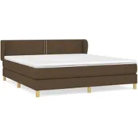 vidaXL Boxspring met matras stof donkerbruin 180x200 cm