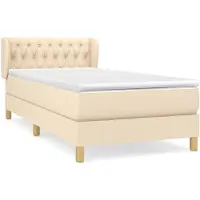 vidaXL Boxspring met matras stof crèmekleurig 90x190 cm