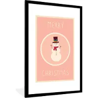 PosterMonkey Fotolijst incl. Poster - Sneeuwpop - Quotes - Kerst - Merry christmas - Roze - Winter - 80x120 cm - Posterlijst - Kerstmis Decoratie - Kerstversiering - Kerstdecoratie Woonkamer