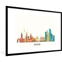 PosterMonkey Fotolijst incl. Poster - Moskou - Skyline - Rusland - 120x80 cm - Posterlijst