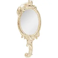Clayre & Eef Handspiegel 12x23 cm Goudkleurig Kunststof Glas Luipaard Make up Spiegel Cadeau voor haar